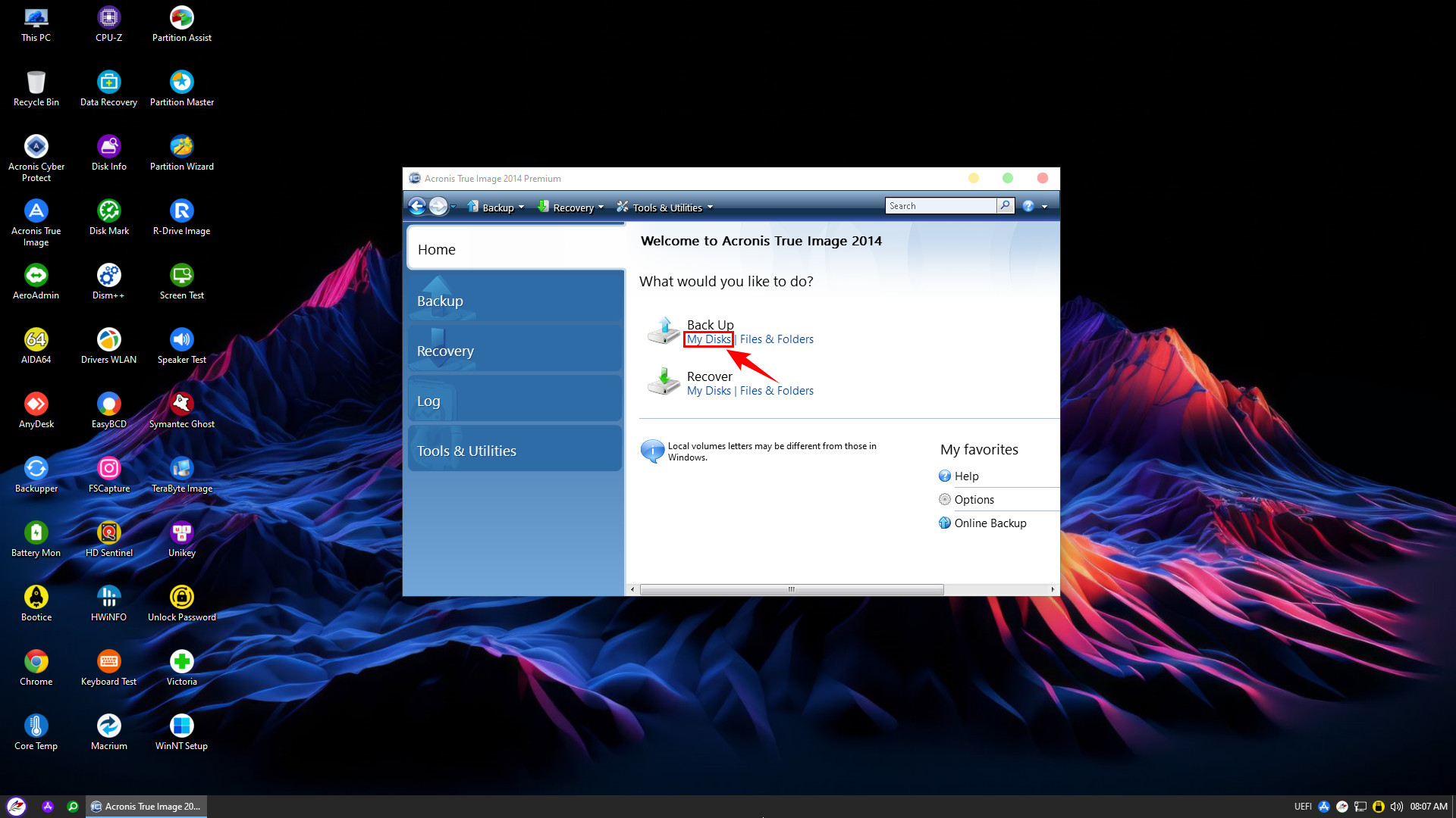 acronis true image 2014 cannot select disk to backup